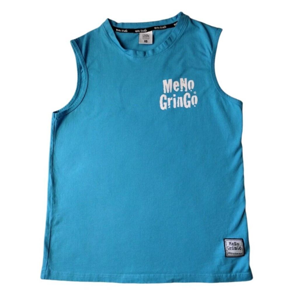 MeNo Gringo‎ Tank Top Man XS Unisex Blue Sleeveless Street wear Beach Vacation
